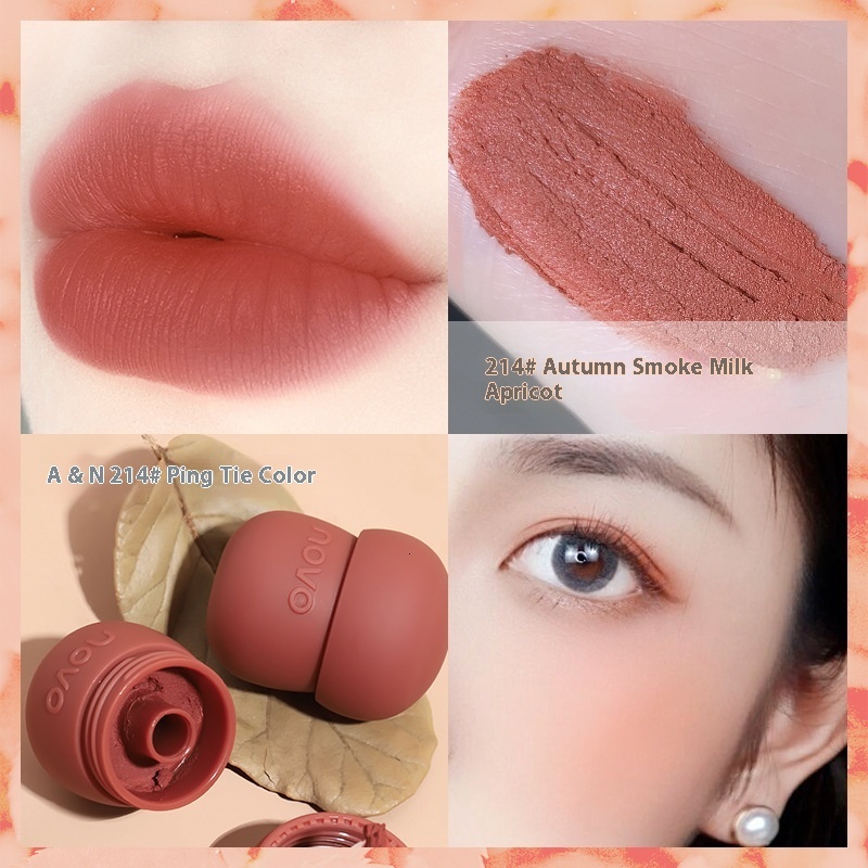 NOVO Mushroom Milk Can Mud Velvet Matte Cheek Dual Use Waterproof and Not Easy to Fade Student Affordable Lip Glaze