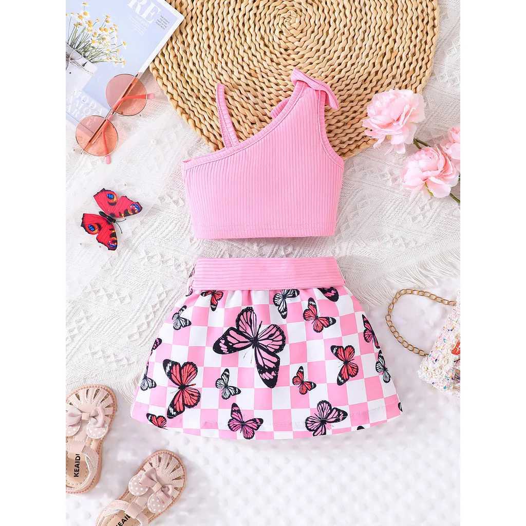 Baby Clothing Set 6-36 Months Shoulders Cute Butterfly Skin Summer Clothing Childrens Girls Baby Clothing Set W250218
