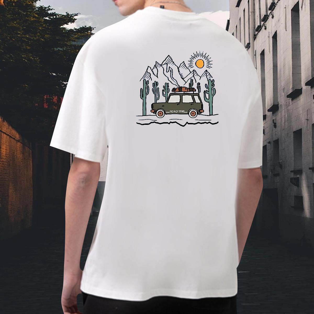 Popular T-Shirts 230g Pure Cotton car Home Outdoor Black White Crew Neck Breathable Men Tshirts Fashion Top Tees