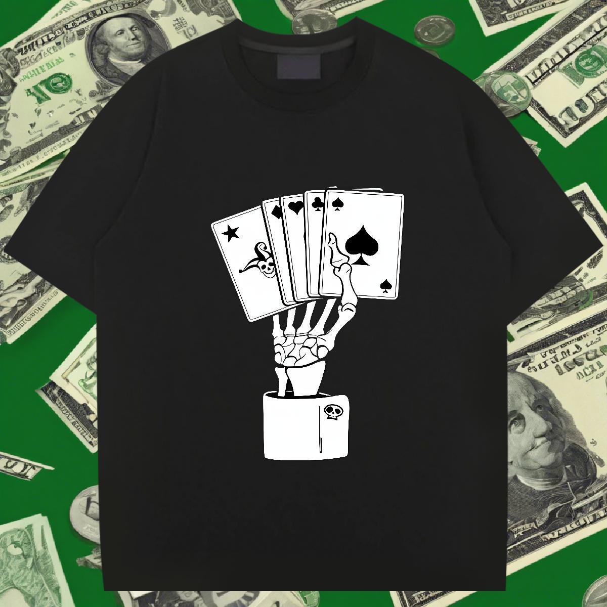 Wholesale T Shirts Men 100% Cotton 230g playing card Sports Casual Customized Print Breathable Short Sleeve Couples T Shirts Brand Tshirts