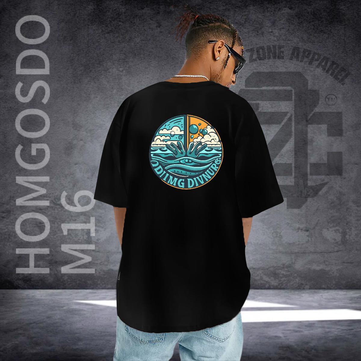 Free Shipping Men T Shirts 100% Cotton 230g beach Casual Beach Cartoon Print Short Sleeve Soft Men Tees New Wear