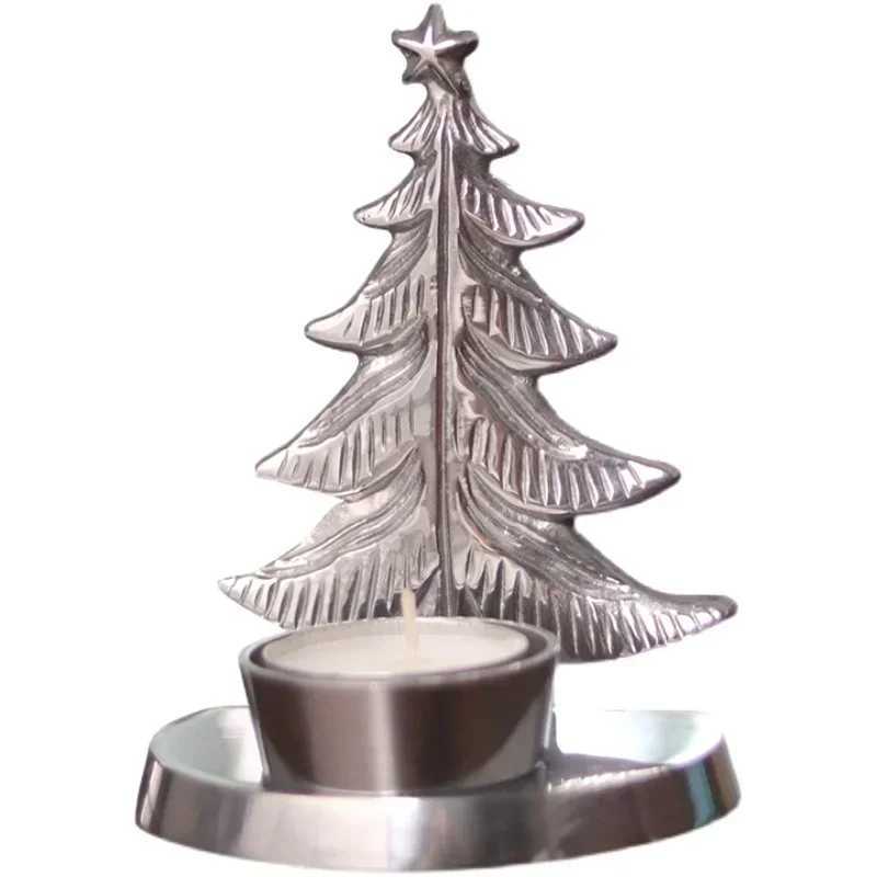American Christmas decorations creative desktop candle holder candle light dinner props home decoration Christmas candle holder Y240823