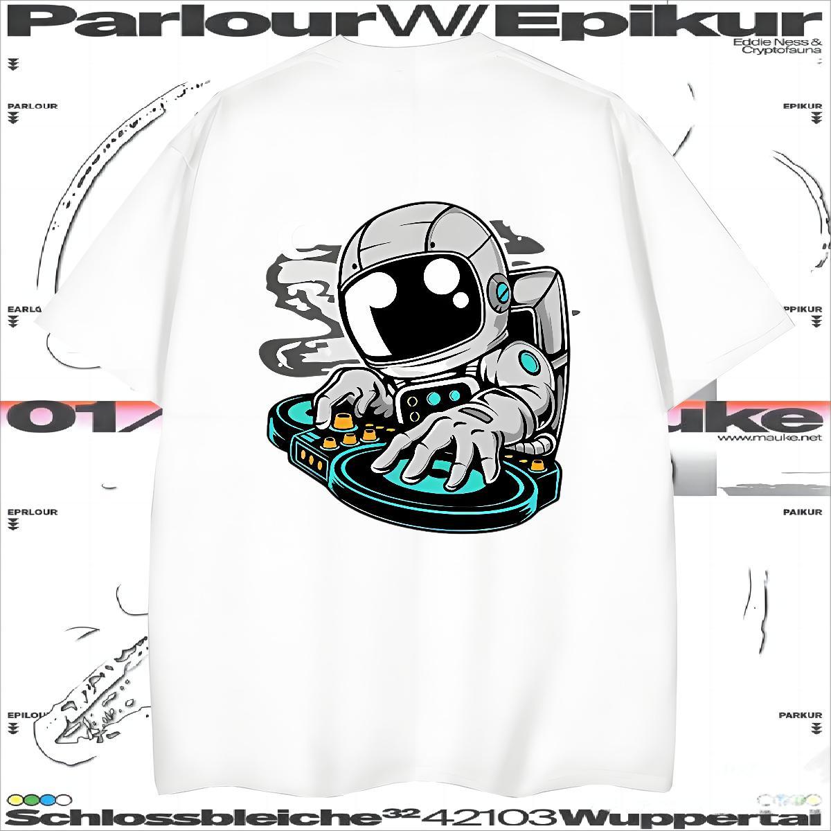 Cool T-Shirts for Men 230g Pure Cotton spaceman Outdoor Skull Short Sleeve Soft Men Clothes T-Shirt Fashion Designer Clothings