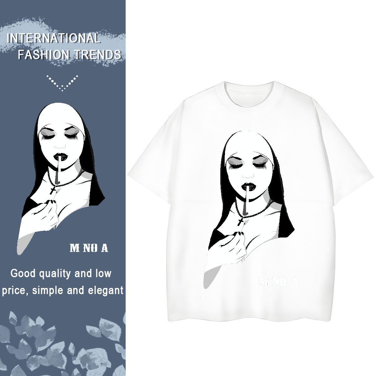 Female Tshirt for Man Woman 230g Cotton nun Sports Casual Womens T Shirts Short sleeve Soft Plus Size Cartoon Clothes Shirt