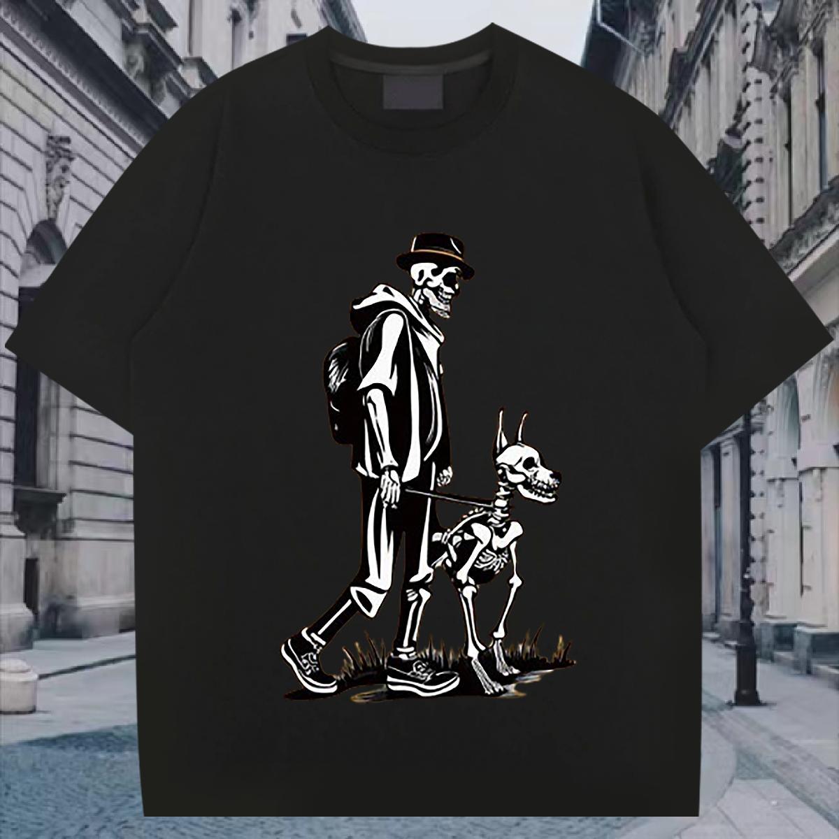 Designer Man T Shirts 230g Cotton skull Casual Daily Wear Cartoon Printing L-4XL Breathable Soft Tshirt for Man Woman New Arrival Clothes