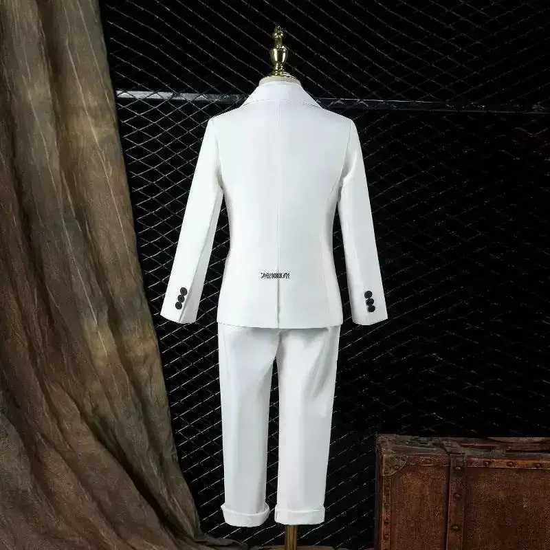 Childrens white immersion photography set boys wedding dress childrens formal stage performance jacket set birthday celebration costume W240823