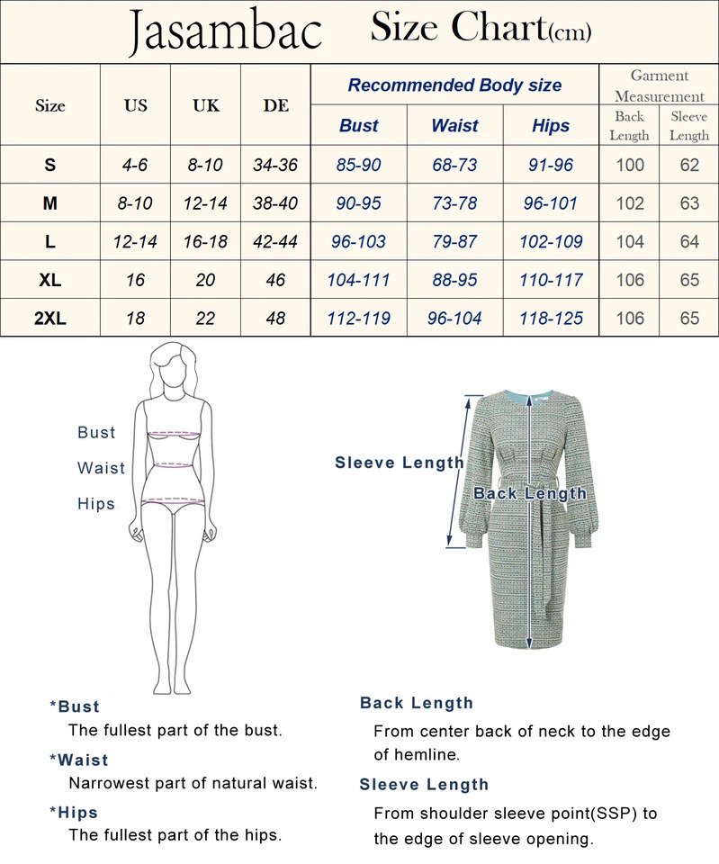 Jasambac Women Tweed Dress Autumn Korean Style OL Elegant Long Sleeve Hips-wrapped Crew Neck Back Slit Bodycon Dress With Belt 240823