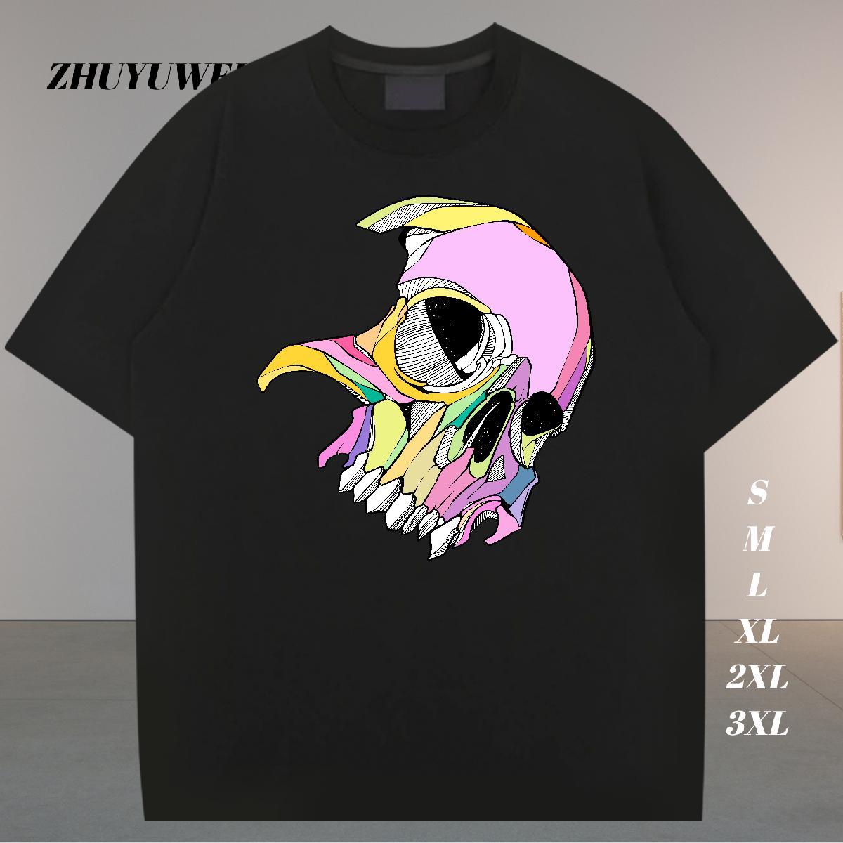 Unisex T-Shirts for Men 230g 100% Cotton skull Sport DIY Printed Breathable Crew Neck Men Clothes T-Shirt 2024 Designer Tops Tees