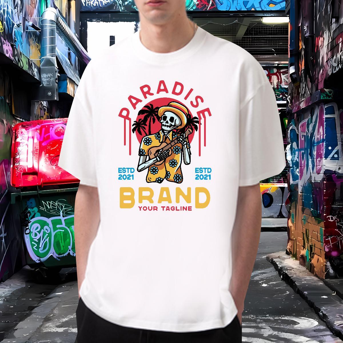 Unisex T-Shirts 100% Cotton 230g skull Home Outdoor Skull Round Neck Short Sleeve Men Tshirts Fashion Designer Tee Shirt