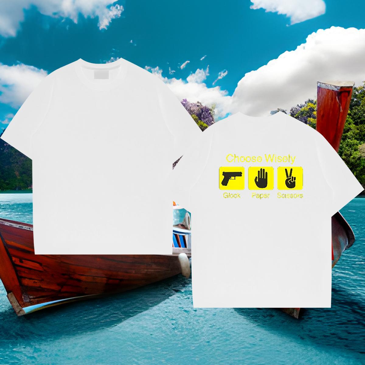 Free Shipping T shirt 230g 100% Cotton letter Casual Beach Cartoon Print Breathable Crew Neck Men Tops Tees Fashion Designer Wear