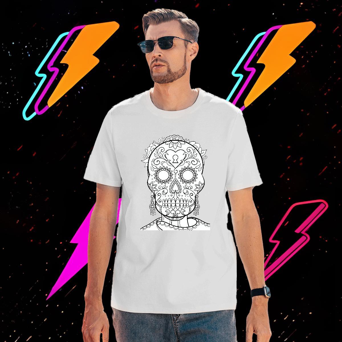 Unisex T shirt 230g Cotton skull Casual Daily Wear Plus Size Custom Breathable Soft Mens Tshirts 2024 DIY Tops Shirt