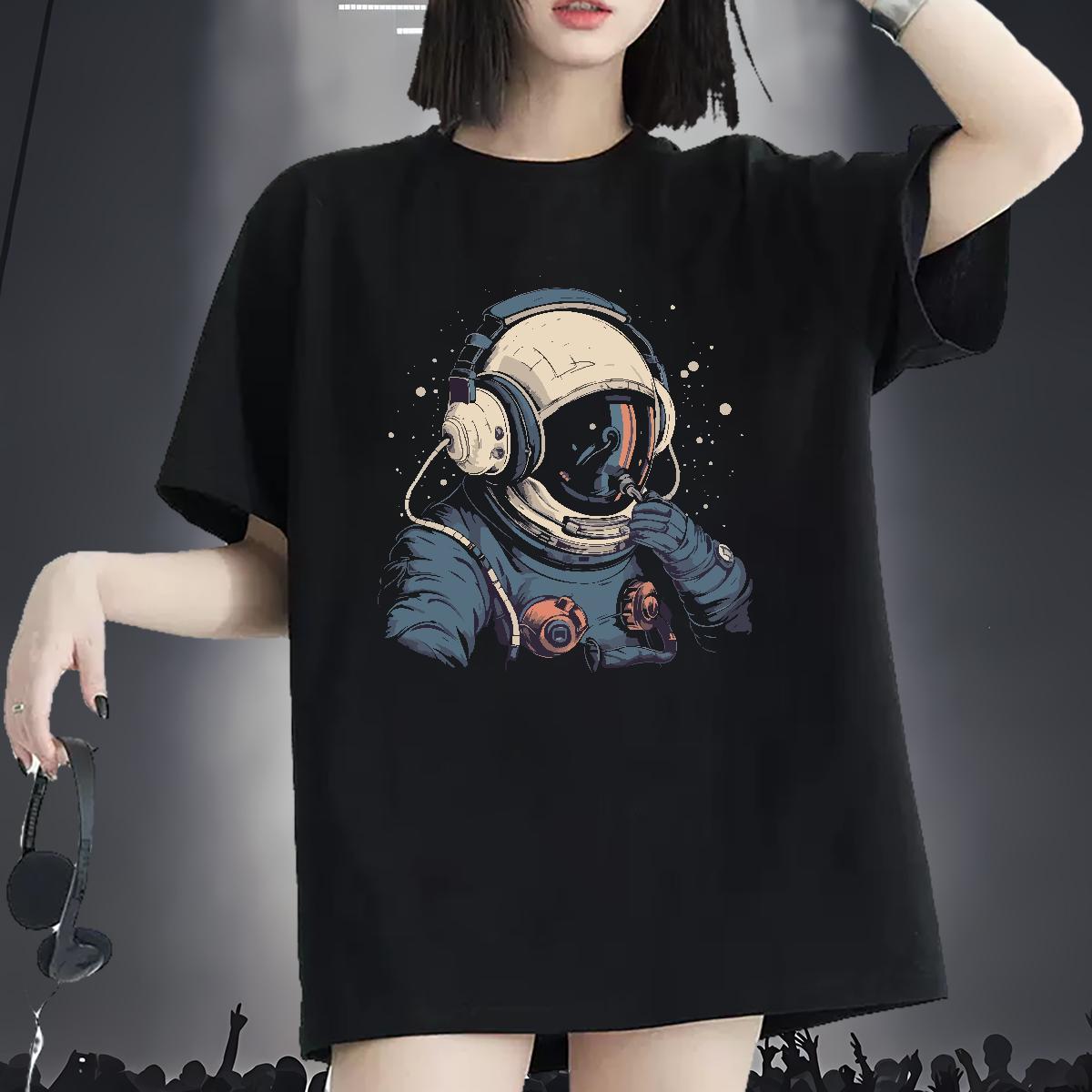 Brand Tshirt for Man Woman 230g Cotton cosmonaut Home Outdoor Woman T Shirts Breathable Crew Neck Skull Tees Shirts