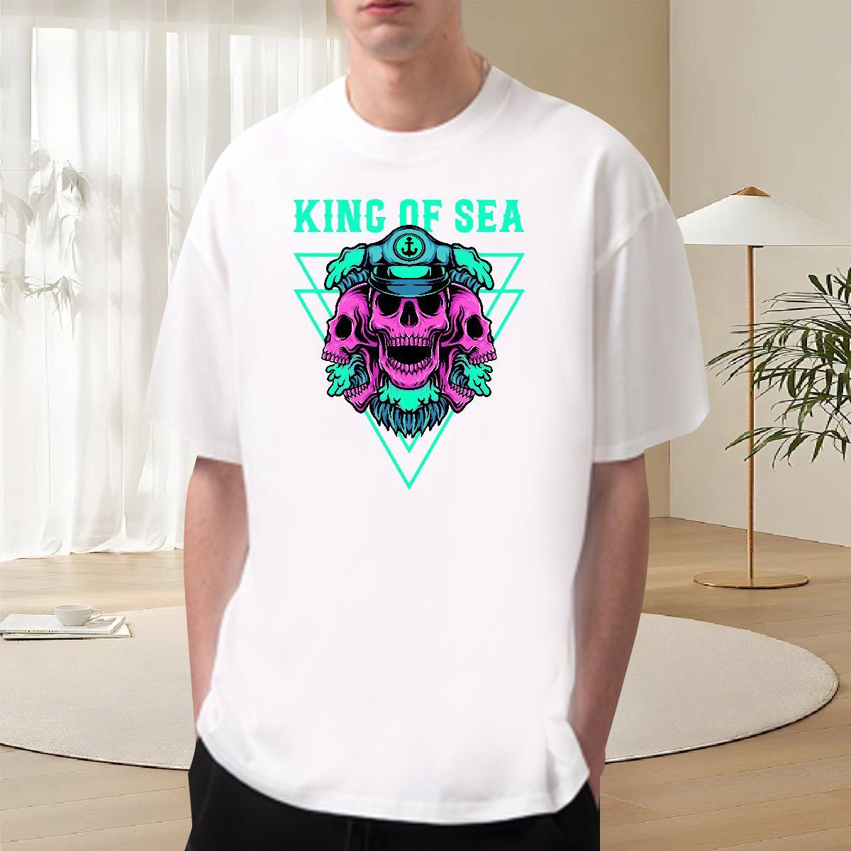 Designer T-Shirts for Men 230g Cotton skull Hip Hop Street Custom Anime Crew Neck Men Tshirts Fashion New Clothings