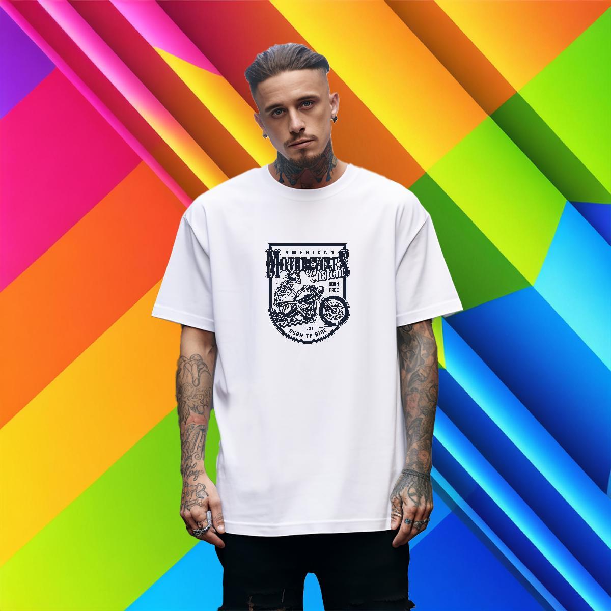 TOP Quality T Shirt For Man 230g Cotton skull Casual Beach Black Oversized Breathable Men Tees Classic Wear