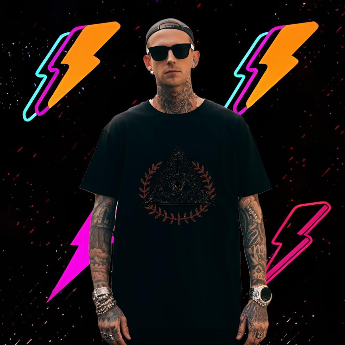 Free Shipping T-Shirts 230g Cotton eye of the devil Summer Casual Black White Breathable Short Sleeve Men Tops Tees Fashion New Top Tees