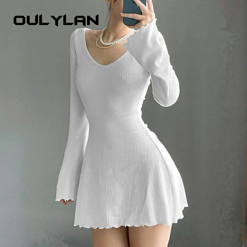 Women Knit Slim Sexy Bodycon Dress V-Neck Long Sleeve Dress Solid Casual Midi Sweater Dress For Women Autumn Winter 240823