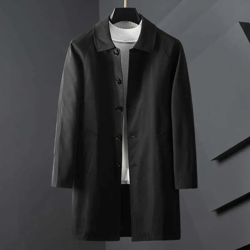 British Style Trench Men Solid Single Breasted Leisure Long Coats Stylish Casual Outwear Hombre Korean Style Windbreaker H65 240822