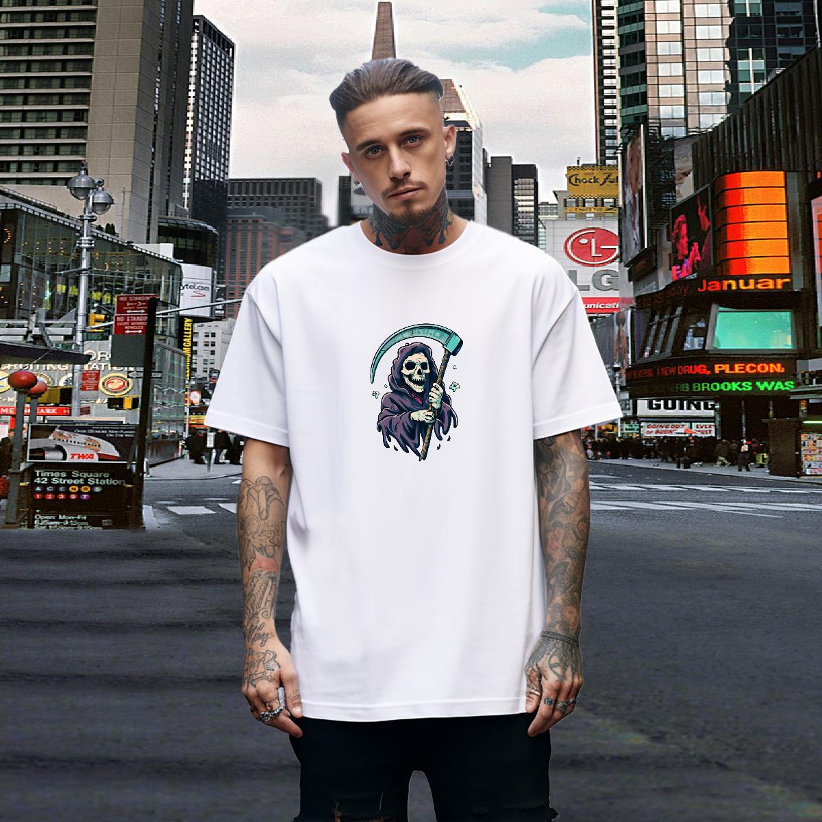 Classic T-Shirts 230g Cotton skull Sport Cartoon Print Crew Neck Breathable Mens Tshirts 2024 Designer Top Tees