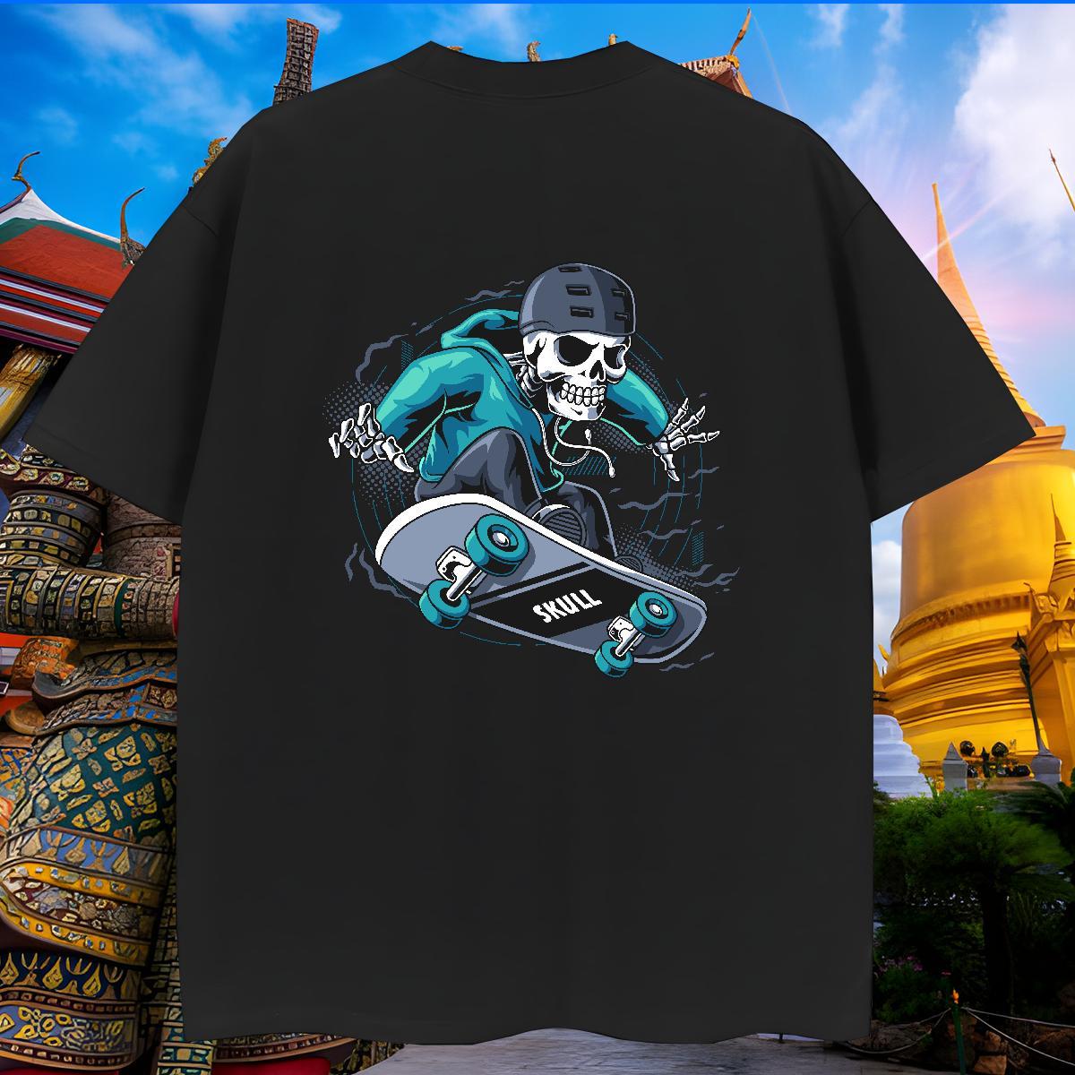 Popular T Shirts Men 230g Cotton skateboarding Casual Daily Wear Custom Print Plus Size Crew Neck Mens Tshirts 2024 New Tee Shirt