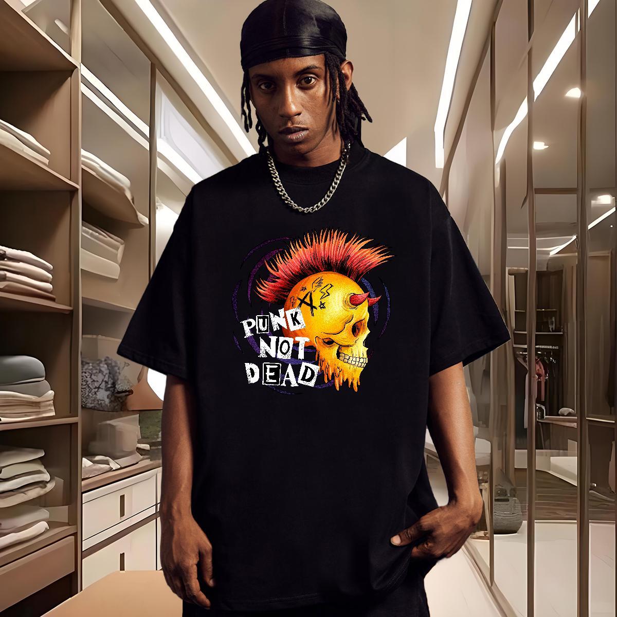Designer T Shirts Men 230g Cotton skull Summer Casual Custom Print Oversized Breathable Crew Neck Mens Tshirts New Arrival Tees