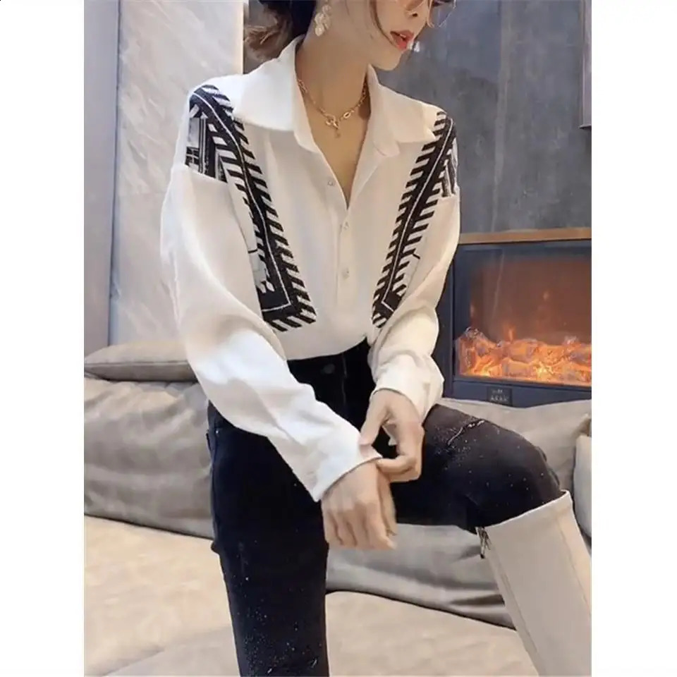 Spring Woman Clothes Long Sleeve Shirt Chic Ins Turn-down Collar Casual Korean Fashion Loose French Romantic Style Elegant Trend 240823