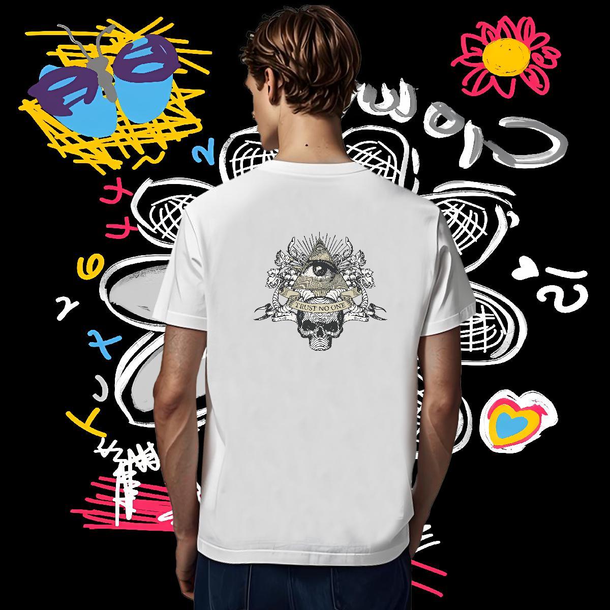 Designer Men T Shirts 230g Cotton eye of the devil Casual Beach DIY O Neck Short Sleeves Men Tees Fashion New Wear