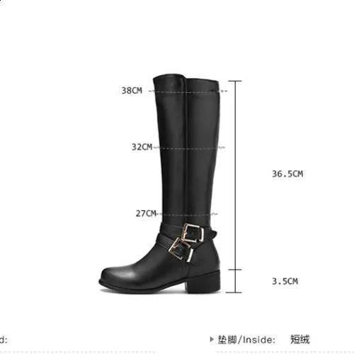YMECHIC Winter Plush powder blusher Brown Mid and Small Leg Long Knight Boots Womens Button Low Short Fat High Heels Plus Size Party Shoes 240823
