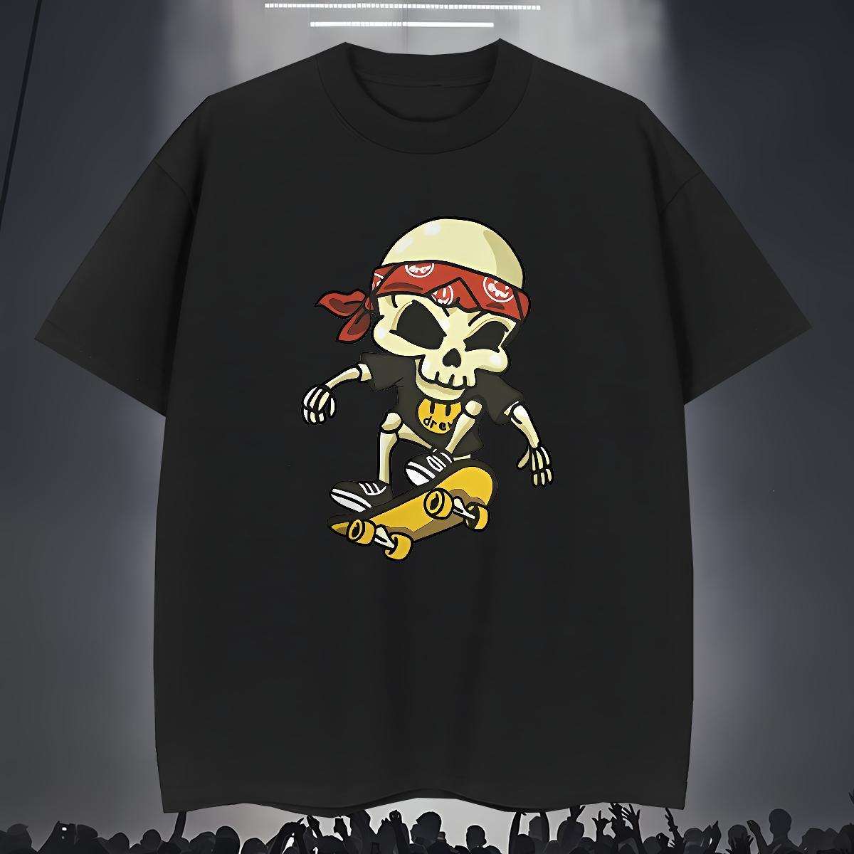 Soft Man T Shirts 230g Pure Cotton skull Street wear Hip Hop Skull Breathable Short Sleeve Couples T Shirts 2024 Wear