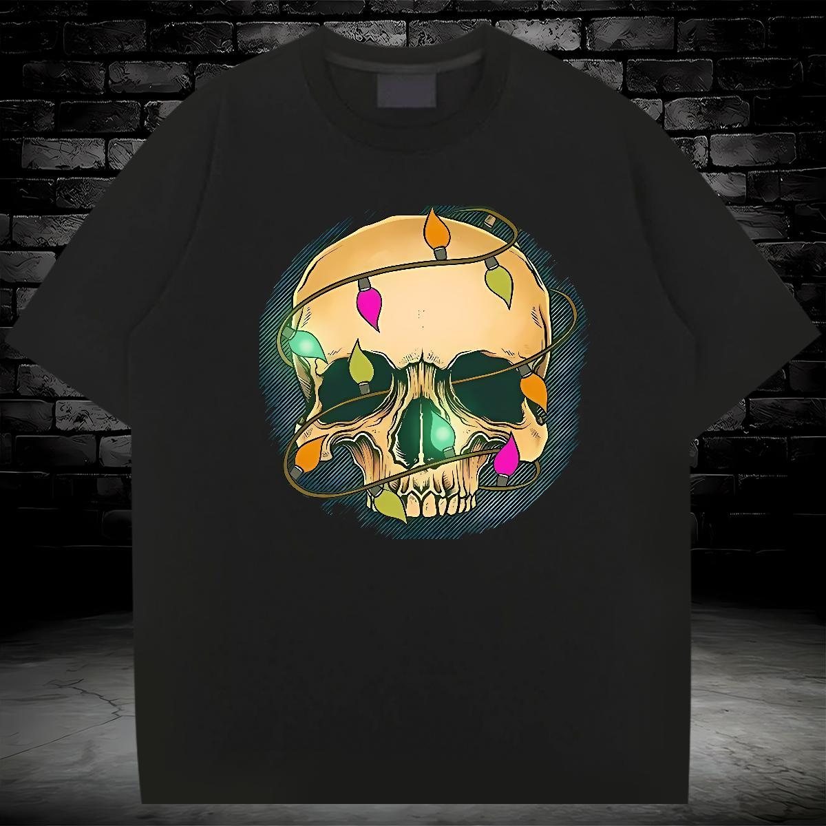 Loose Fit T shirt 230g Cotton skull Spring Summer DIY Logo Oversized Short Sleeve Soft Men Clothes T-Shirt Fashion Wear