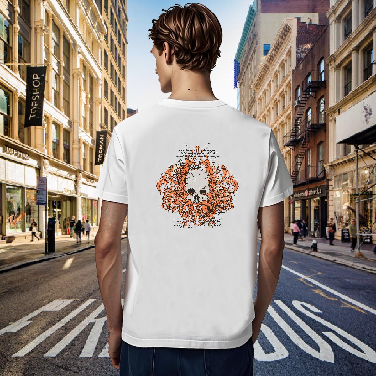 Loose T-Shirts 100% Cotton 230g skull Home Outdoor White Plus Size Breathable Short Sleeve Men Tees Casual New Top Tees