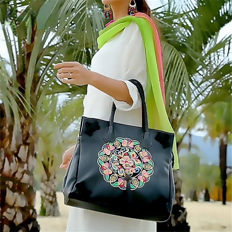 MOTAORA Chinese style embroidery y ner womens handbag PU leather large capacity fashionable 240823