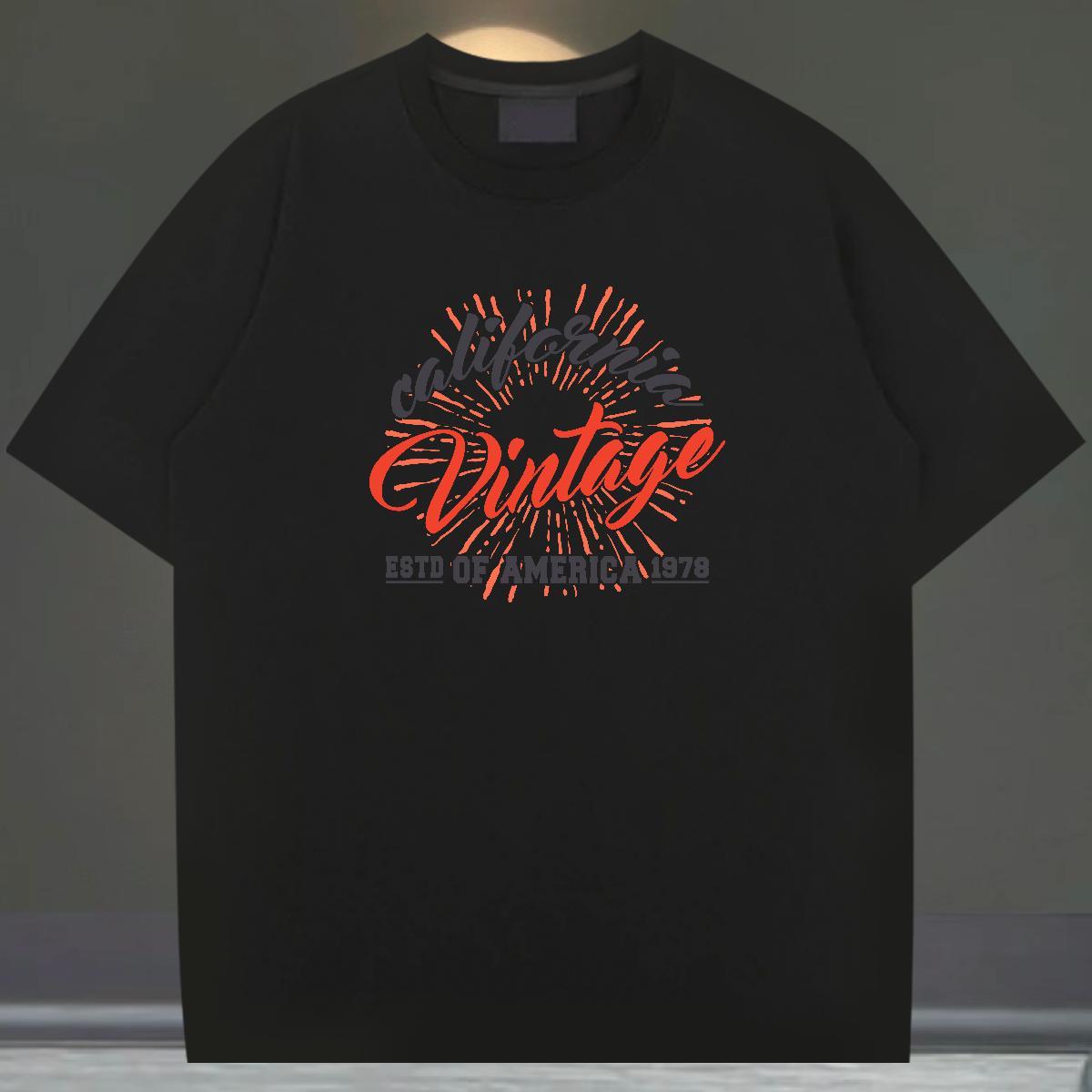Classic T-Shirts 230g Cotton letter Casual Beach Oversized 4XL Breathable Short Sleeve Tshirts 2024 Tops