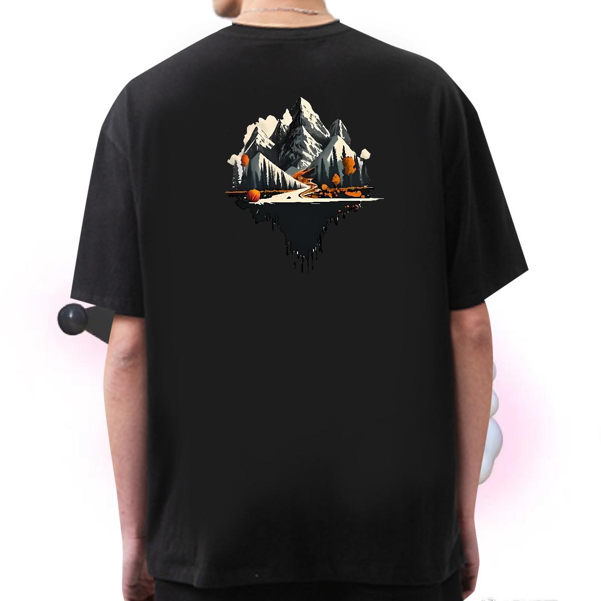 Classic Men T Shirts 230g Pure Cotton mountains Anime Printing Street Floral Print Breathable Men Clothes T-Shirt Designer Fashion Tee Shirt