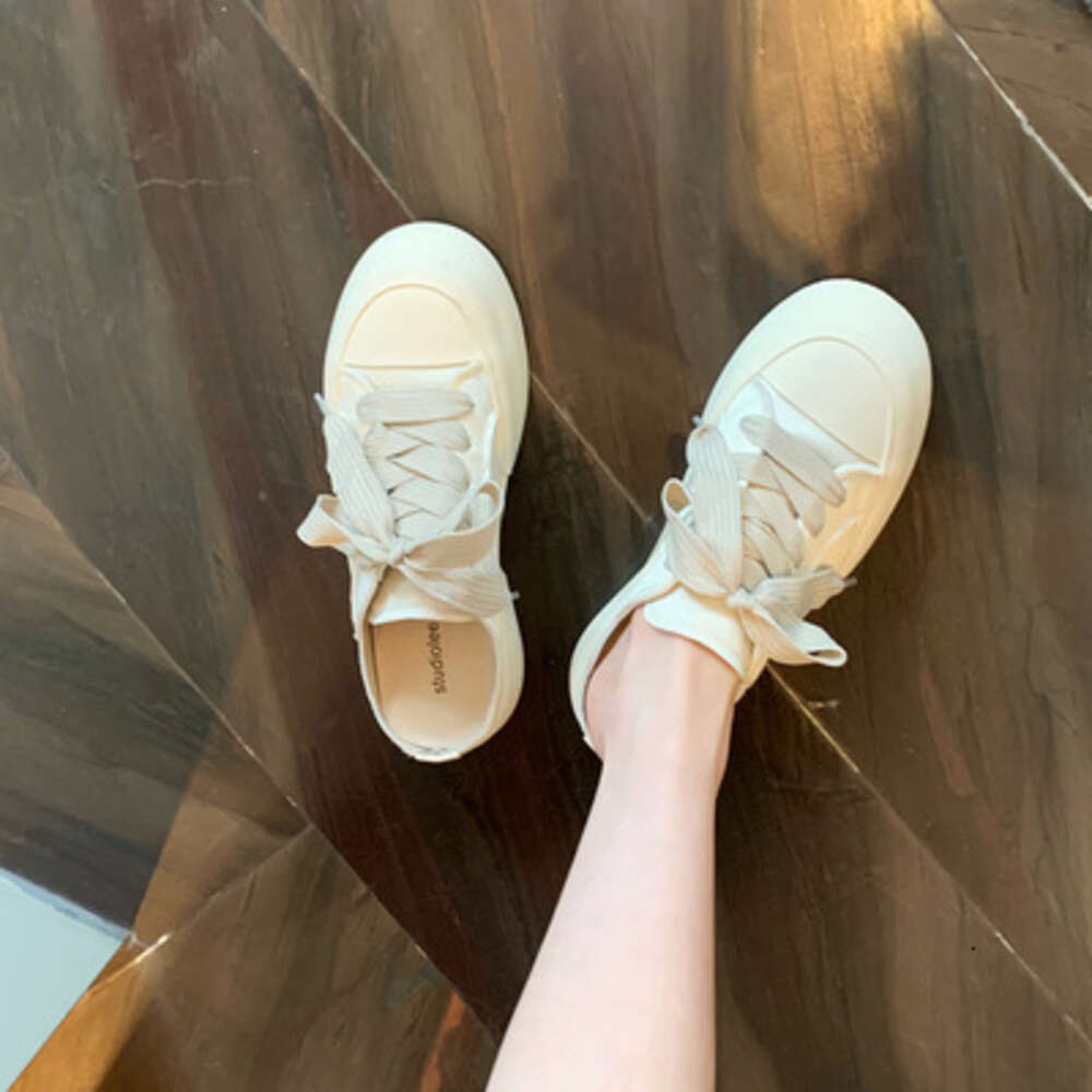 Ddmysports Sheepskin Edition Grape Mom Same Style Satin Casual Coarse Lace Breathable Thick Bottom Increased Eight White Shoes For Women OUTDOOR