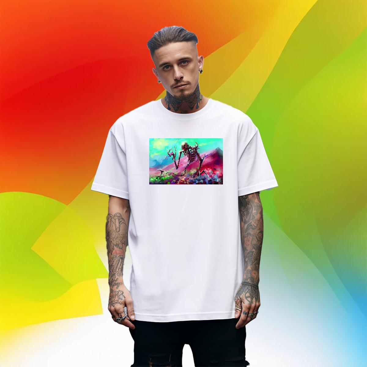 TOP Quality T Shirts Men 100% Cotton 230g mountain Daily Wear Cartoon Printing L-4XL Breathable Short Sleeve Men Tops Tees Fashion Designer Tshirts