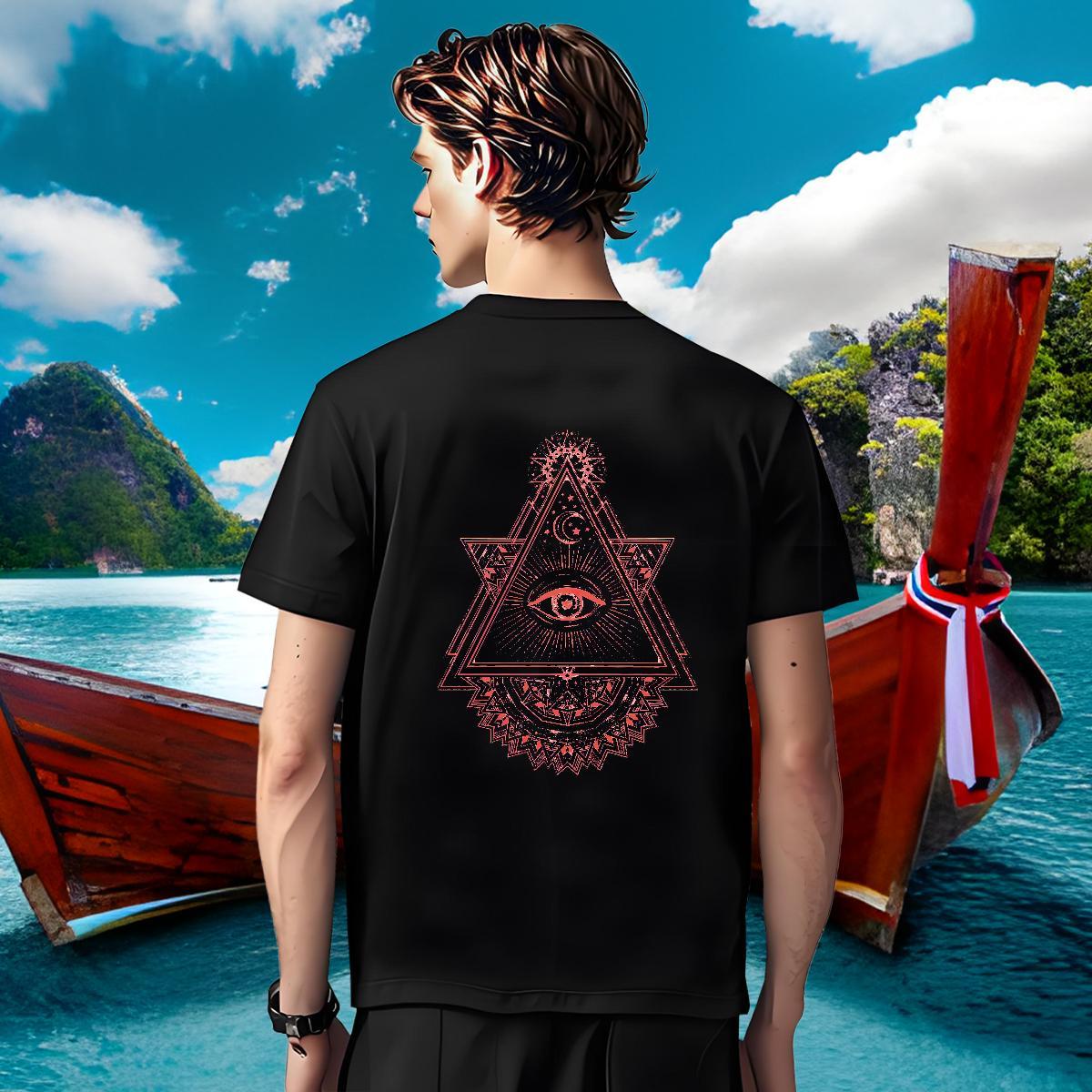 Soft T shirt 100% Cotton 230g eye of the devil Anime Printing Street Custom Anime Round Neck Short Sleeve Mens Tshirts DIY Customized Tees Shirts