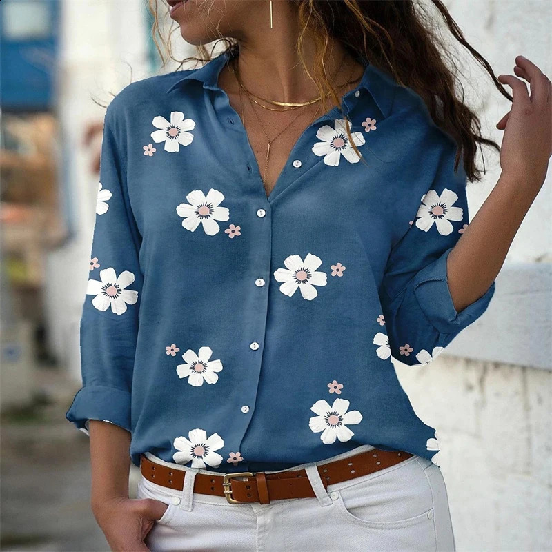 explosive ladies shirt fashion womens Hawaiian shirt long -sleeved outdoor holiday beach clothing super large yard 6xl 240823