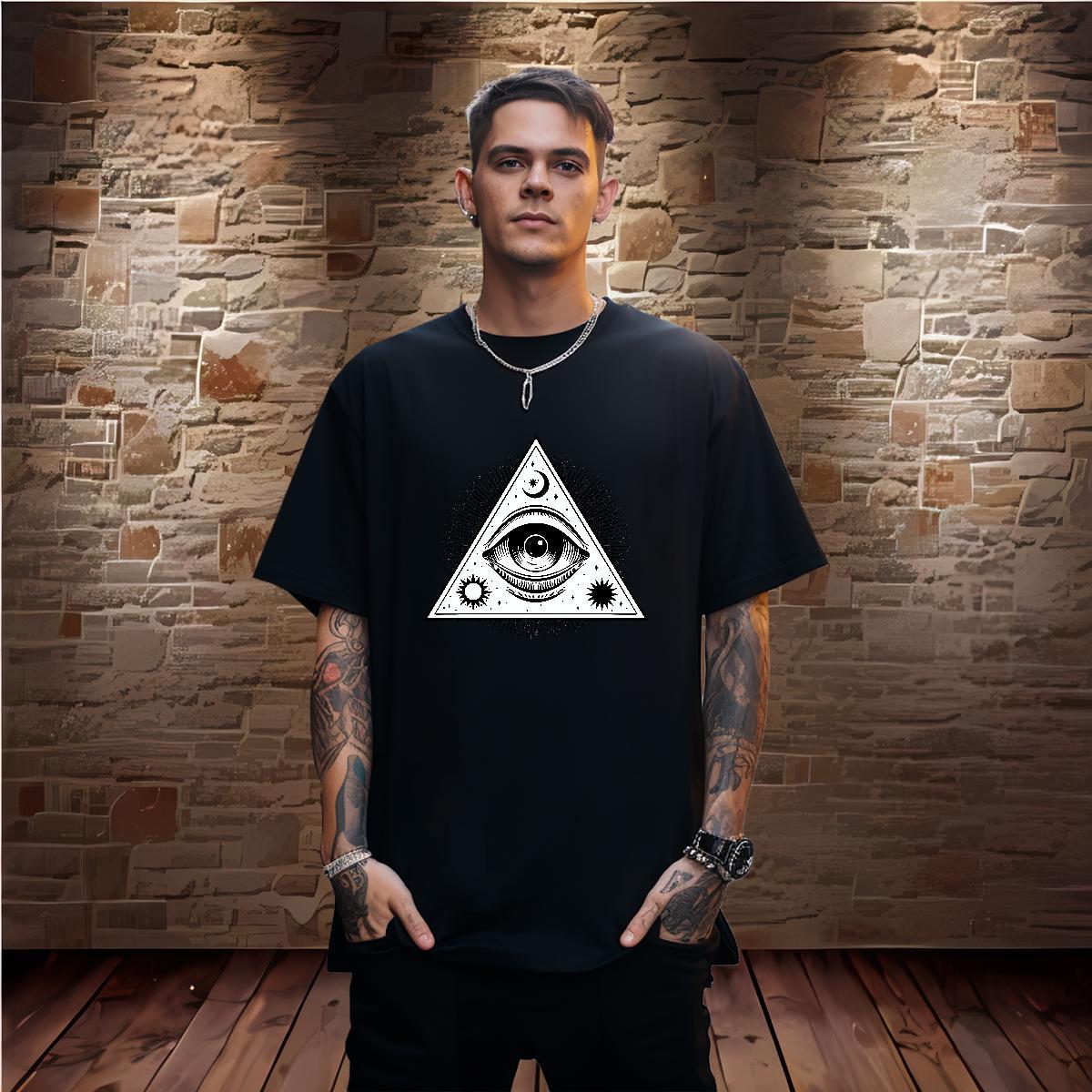 Free Shipping T shirt 230g Pure Cotton eye of the devil Beach Cartoon Printing L-4XL Round Neck Short Sleeve Tshirt for Man Woman DIY Customized Tshir