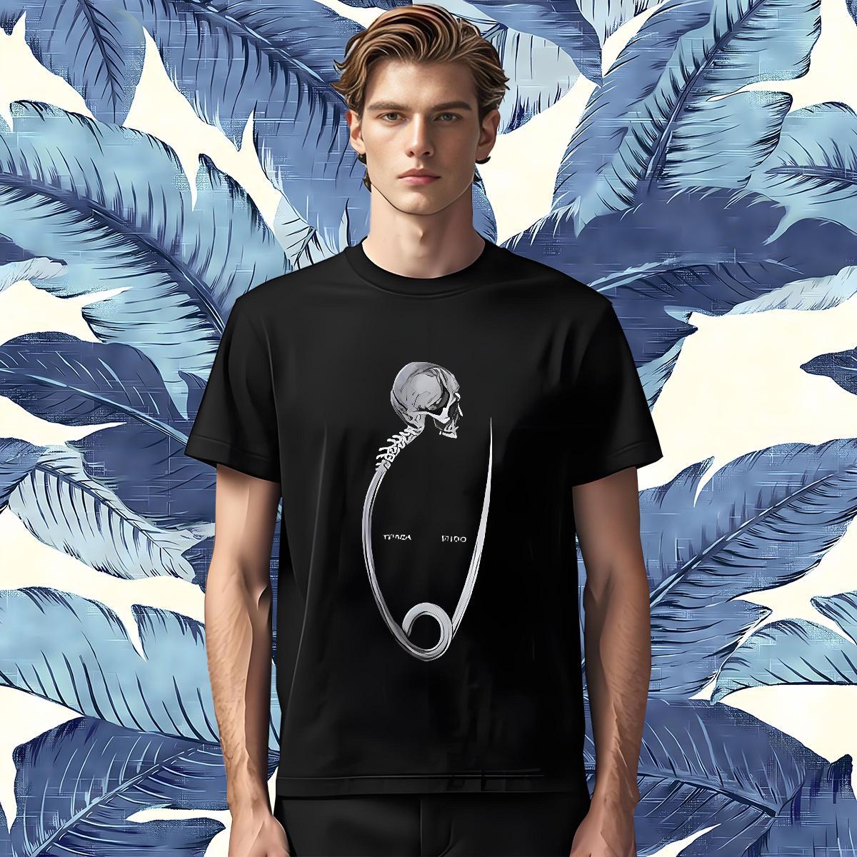 Soft T Shirts Men 230g 100% Cotton skull Sports Casual Cartoon Printing L-4XL Crew Neck Men Clothes T-Shirt Fashion Casual Tops Tees