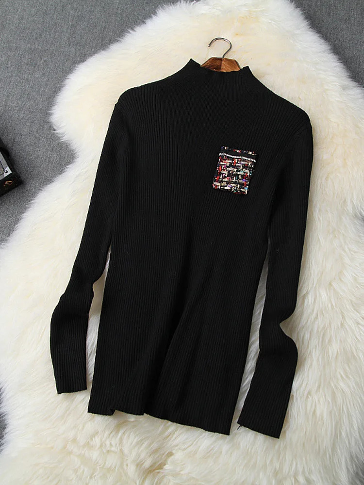 Womens Fashion Autumn Winter 2 Piece Dress Set Female Party Outfits Black Sweater Top and Long Tweed Woolen Skirt Suit Twinset 240823