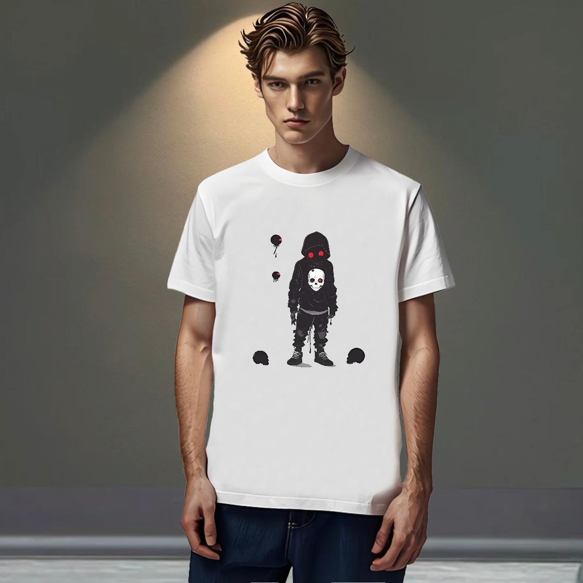 Unisex T shirt 230g Cotton skull Anime Printing Street Oversized 4XL Breathable Men Tshirts 2024 DIY Polos