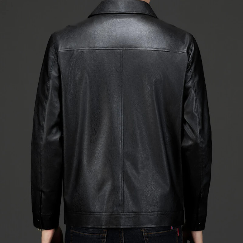 autumn and winter warm casual jacket black faux leather jacket windproof waterproof outdoor jacket.Faux leather coat 240822