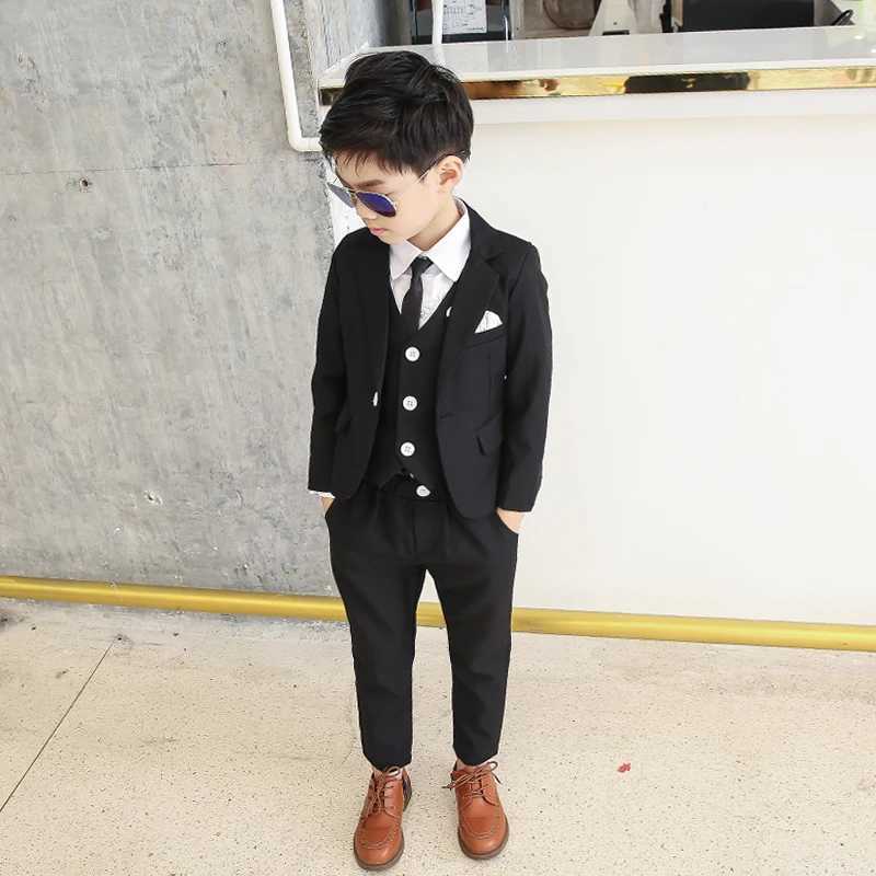 Flower Boy White Wedding Dress Formal Childrens Ball Immersion Evening Dress New Childrens Day Performance School Uniform Dress H126 W240823