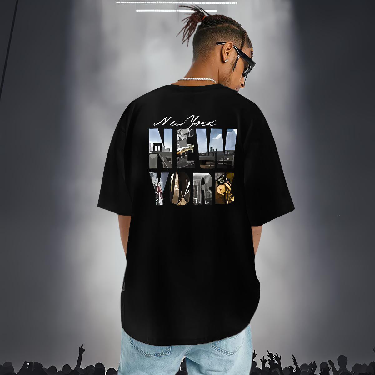 Comfortable Mens T Shirts 100% Cotton 230g New York Hip Hop Street DIY Logo Oversized O-Neck Short Sleeve Men Tshirts Casual New Tees Shirts