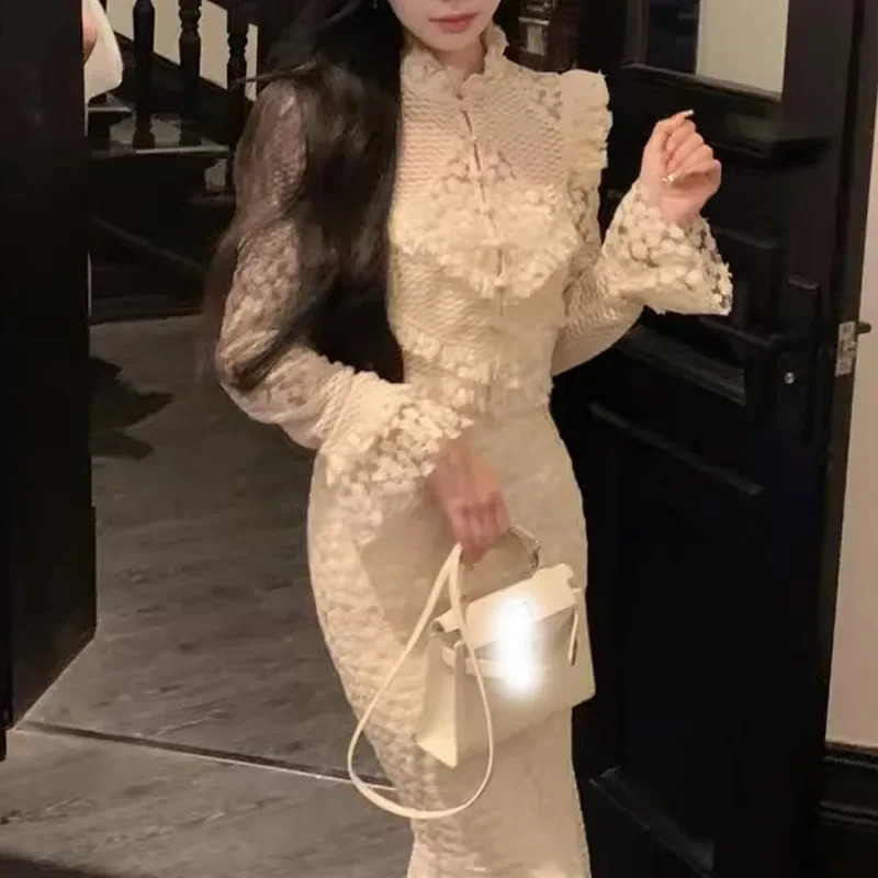 High-end Slimming Trendy Nichen Sensibilitylace Topfish Tail Skirt Set Casual Chic Streetwear For Women 240823