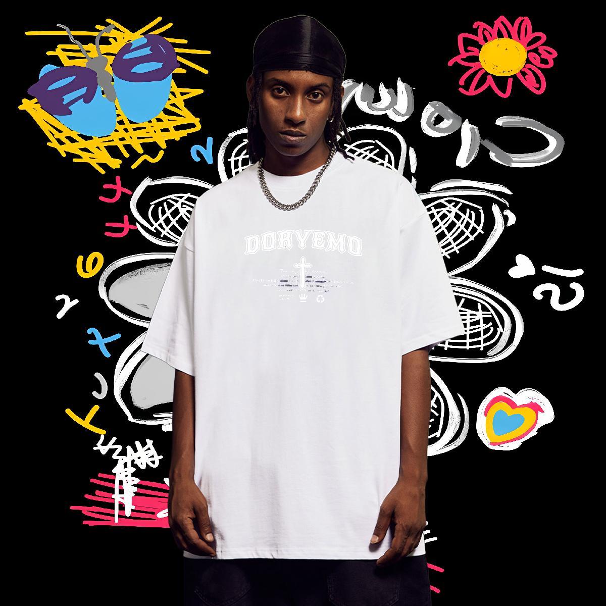 Cool Design T-Shirts 230g Pure Cotton The Cross Daily Outfit Custom Cartoon Crew Neck Men Clothes T-Shirt 2024 New Tops