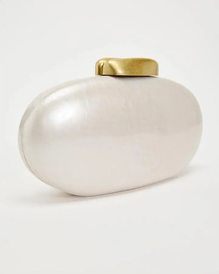 Egg shape Clutch Bag Acrylic purse women wedding evening dinner party cute ivory pearl color handbag summer 2024 240822ZYl