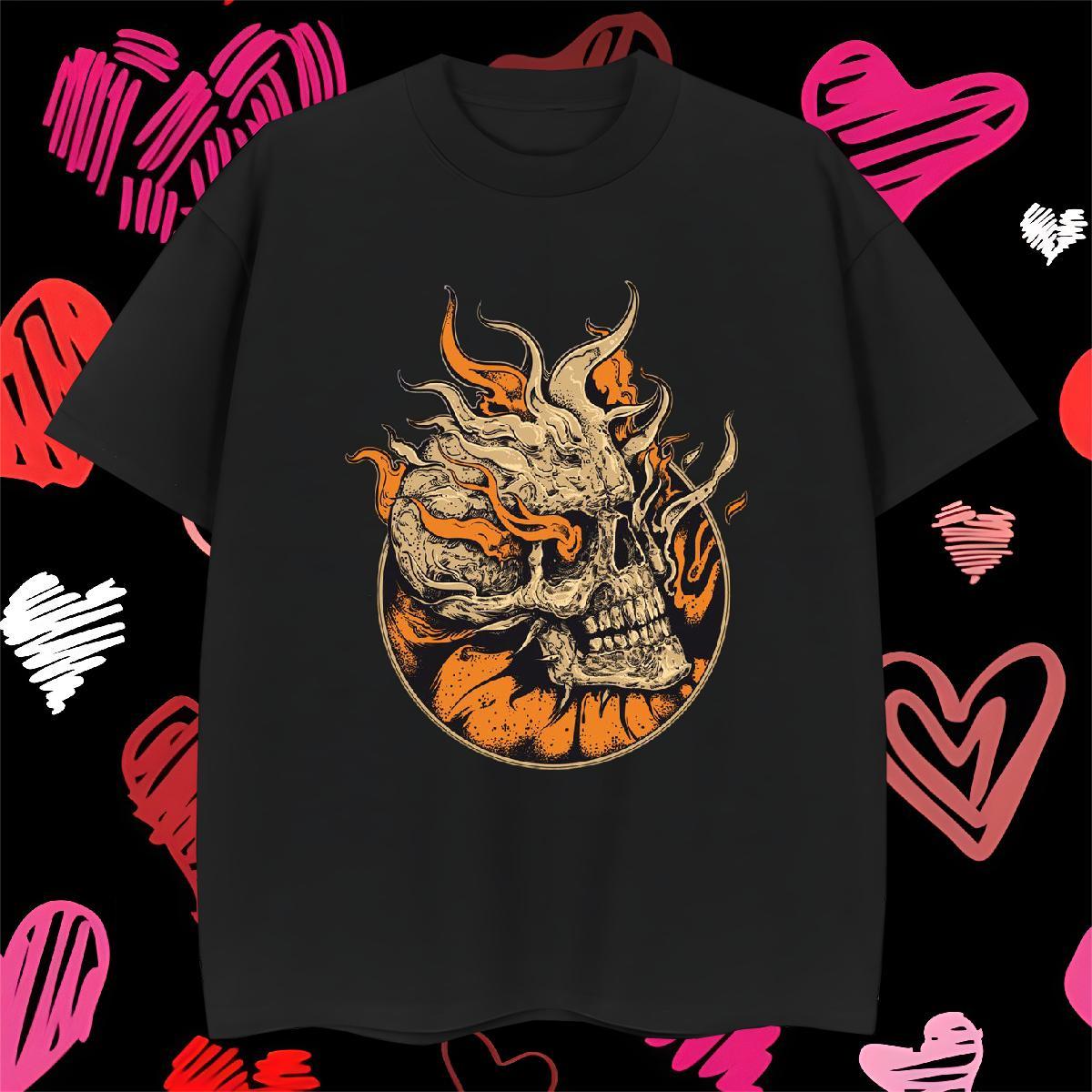 Cool Design Man T Shirts 230g 100% Cotton skull Sport DIY Logo Oversized Breathable Short Sleeve Men Tshirts 2024 Clothings