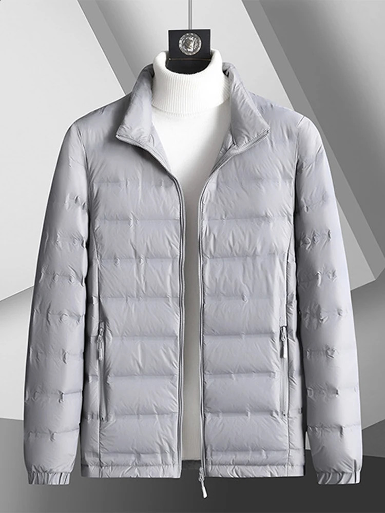 Mens Winter Down Jacket 80% White Duck Hanger Collar Casual Wind Label Warm Plus Size 8XL 240822