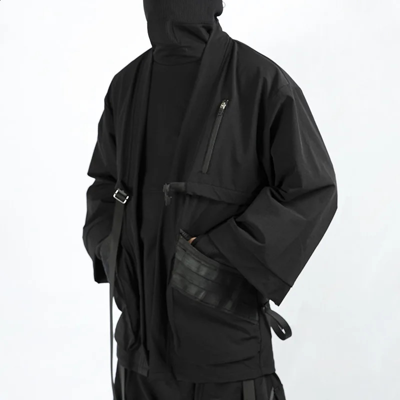 HKSH Spring Autumn Functional Ninja Taoist Robe Long Sleeve Loose Coat Punk Dark Windbreaker Mens Chic Techwear HK0168 240822